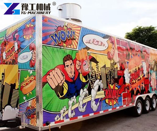 Burger trailer with colorful graffiti design