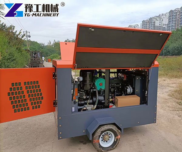 Construction Site Using Diesel Air Compressor