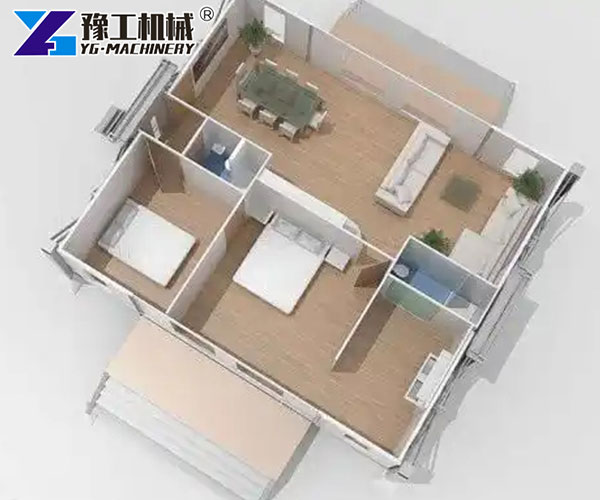 Interior layout of a 2-bedroom container home