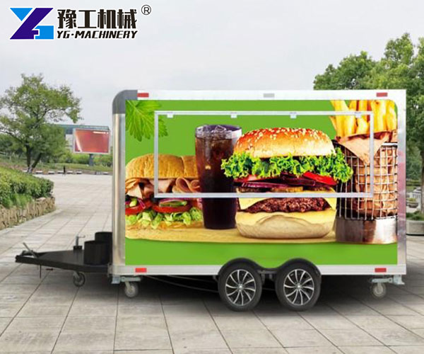 Mobile hamburger food trailer parked at food festival
