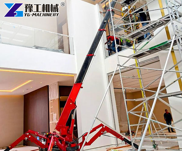 Compact Spider Crane Working Inside Building