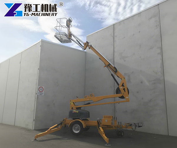 Diesel powered cherry picker on construction site
