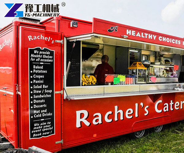 Mobile catering trailer Canada with colorful lightbox menu