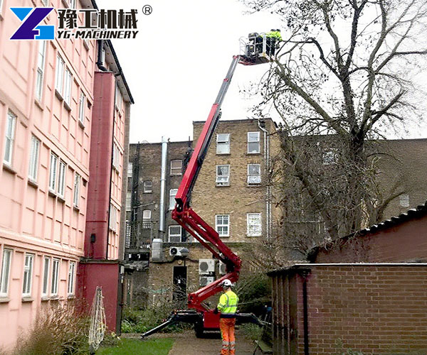 Mobile cherry picker used for tree trimming