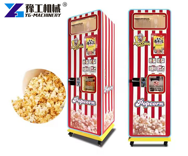 Popcorn Vending Machine Producing Fresh Hot Popcorn