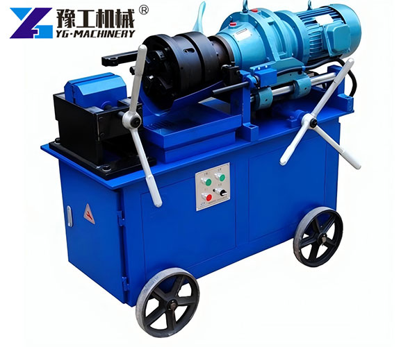 Automatic rebar threading machine with coupler