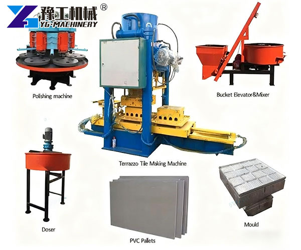 Automatic terrazzo tile making machine in factory