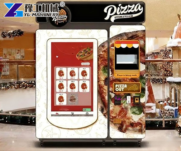 Compact pizza vending machine with card payment
