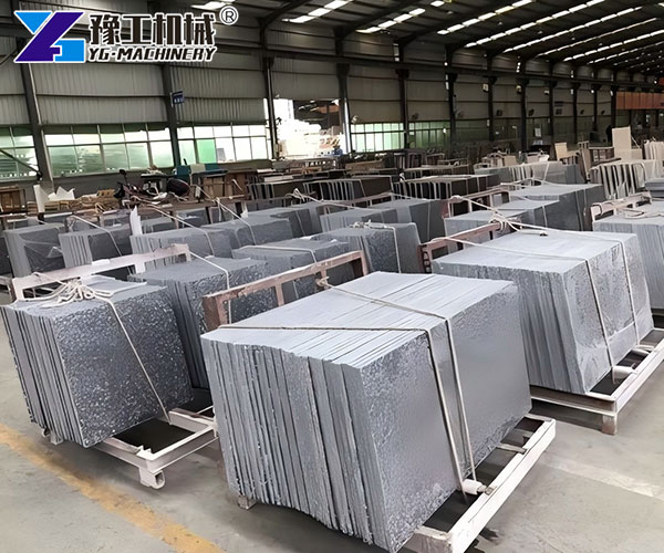 Finished terrazzo floor tiles after production line