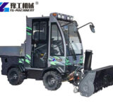 Road snow removal machine with snow plow