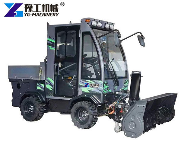 Road snow removal machine with snow plow