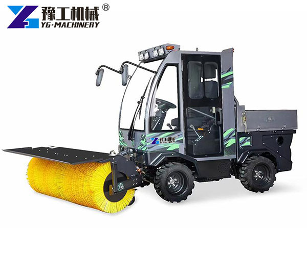 Rolling brush snow cleaning machine sweeping ground