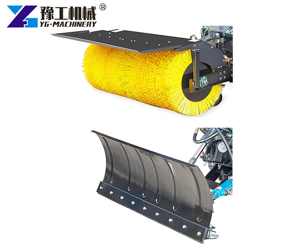 Snow plow attachment pushing heavy snow