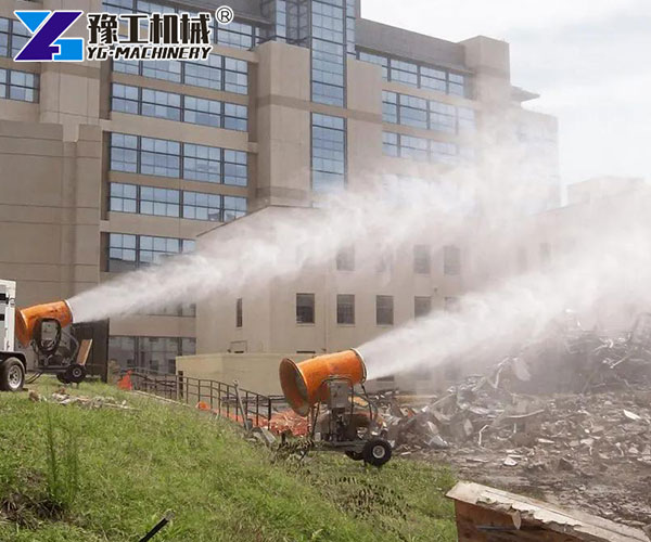 Construction dust cannon in action