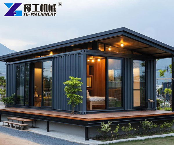 Eco-friendly Portable Container House on a natural landscape