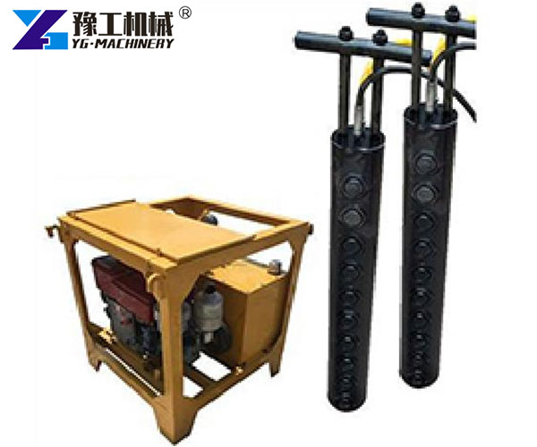 Hydraulic Piston Rock Splitter Working at Quarry Site