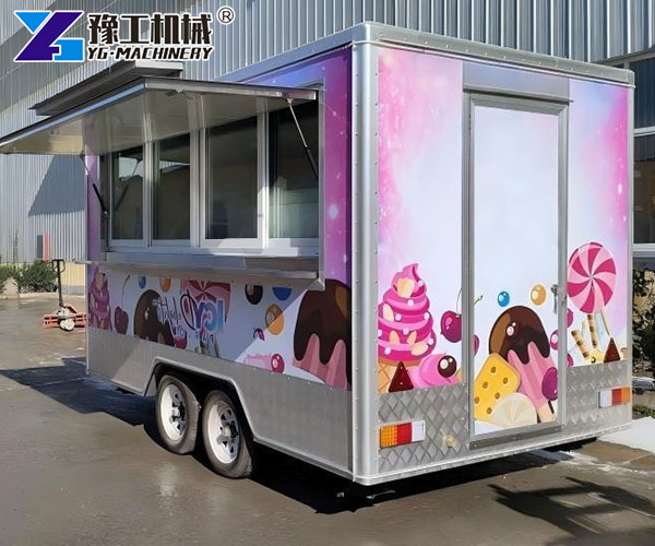Mobile Ice Cream Trailer Serving Customers
