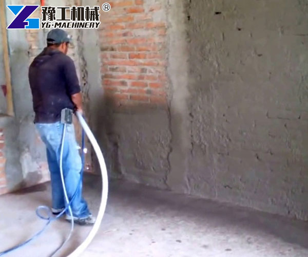 Mortar spraying machine for construction use