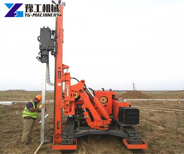 Photovoltaic pile driver installation in rough terrain