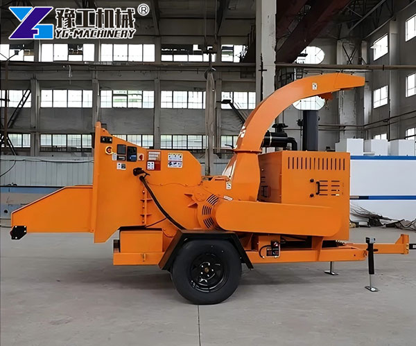 Trailer-mounted Diesel Wood Chipper ready for transport