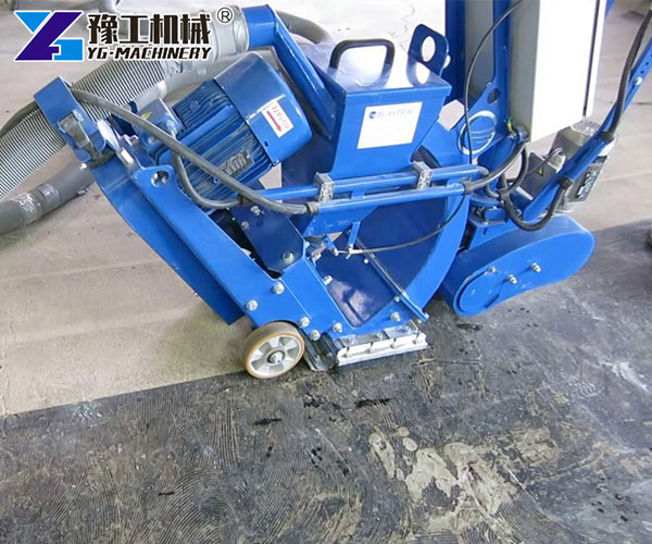 Concrete bead blasting machine in garage project