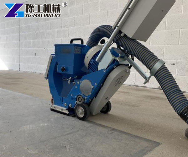 Industrial floor blaster treating retail store floor