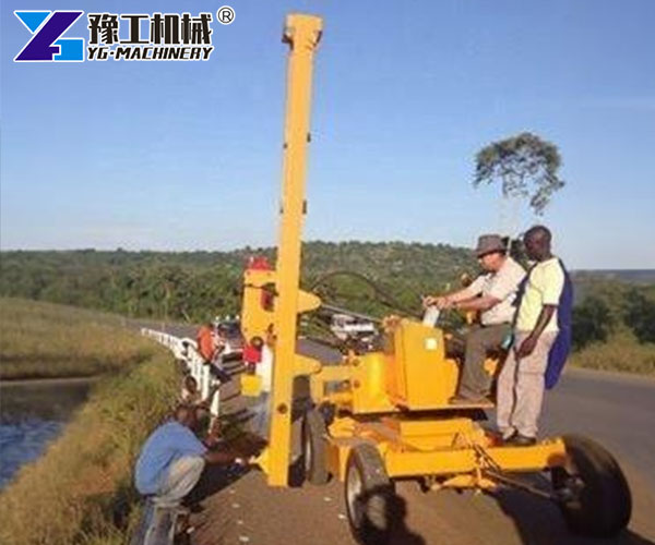 Diesel power guardrail piling equipment