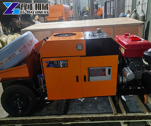 mini concrete pump working outdoors