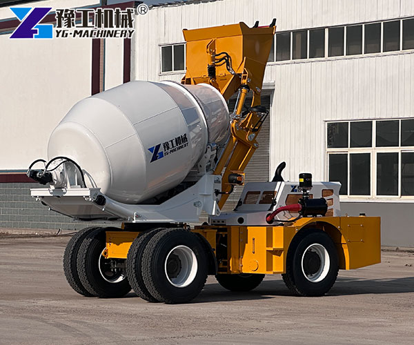 mobile concrete mixer working on site