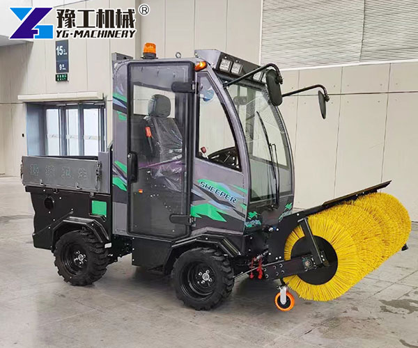 municipal snow cleaning machine in winter