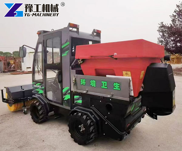 snow sweeper machine with salt spreader
