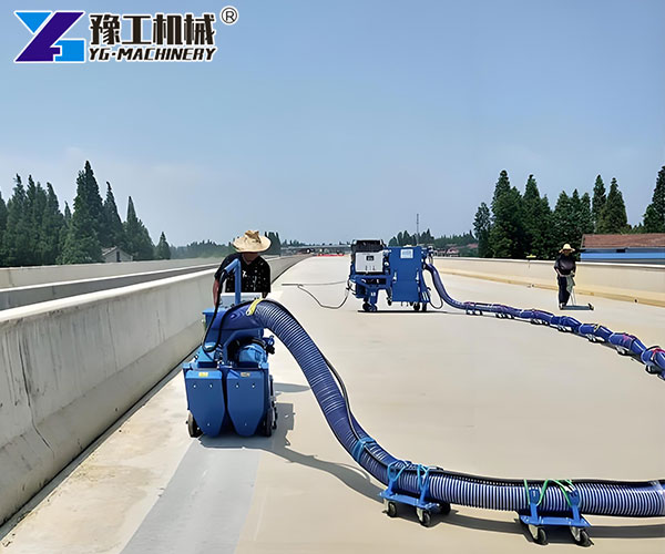 Concrete road shot blaster working site