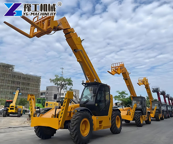 Telehandler Loader Operating on Construction Site