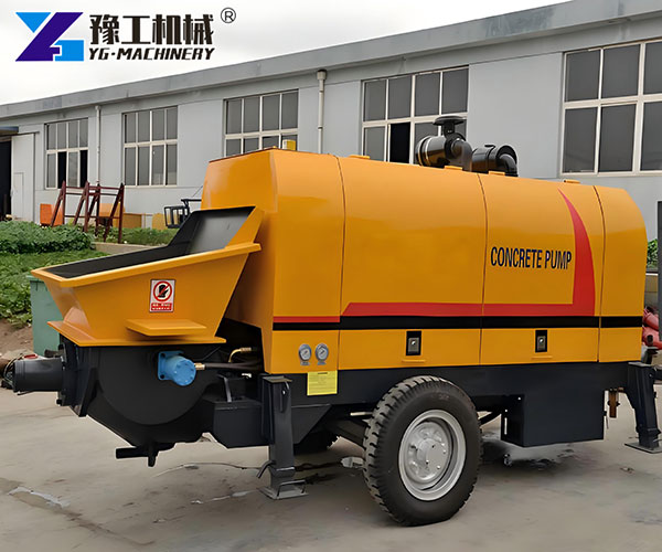 diesel concrete pump machine working on site