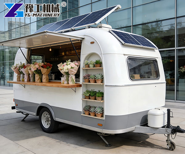 flower display trailer at street market