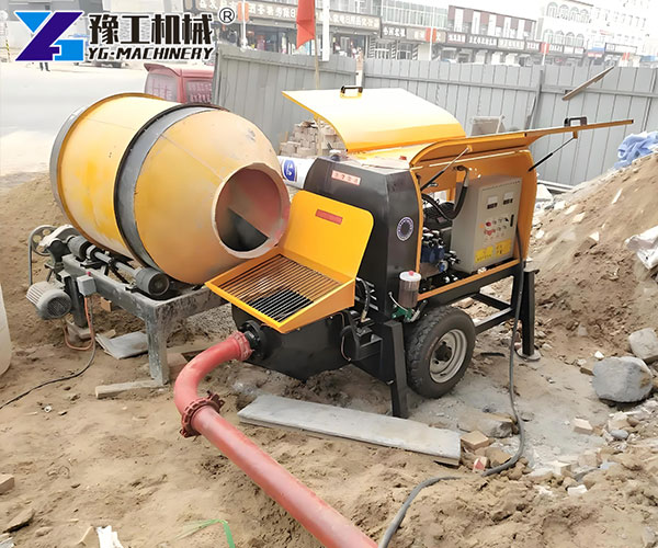 trailer concrete pump road construction project