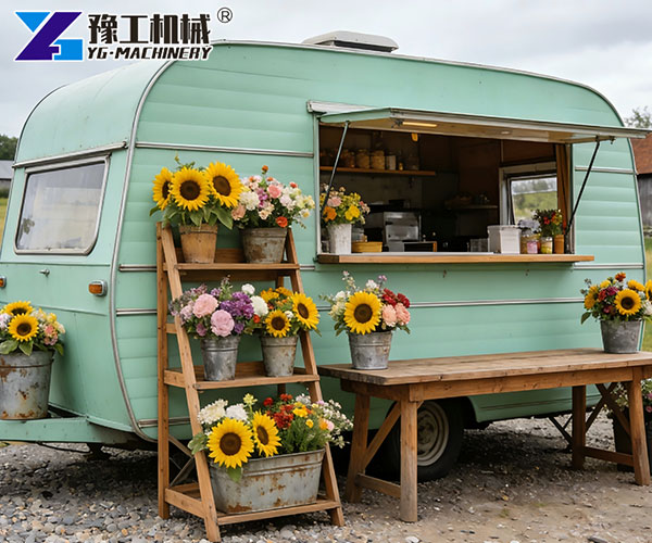 vintage flower trailer for wedding events