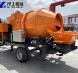 mobile concrete mixer with pump working site